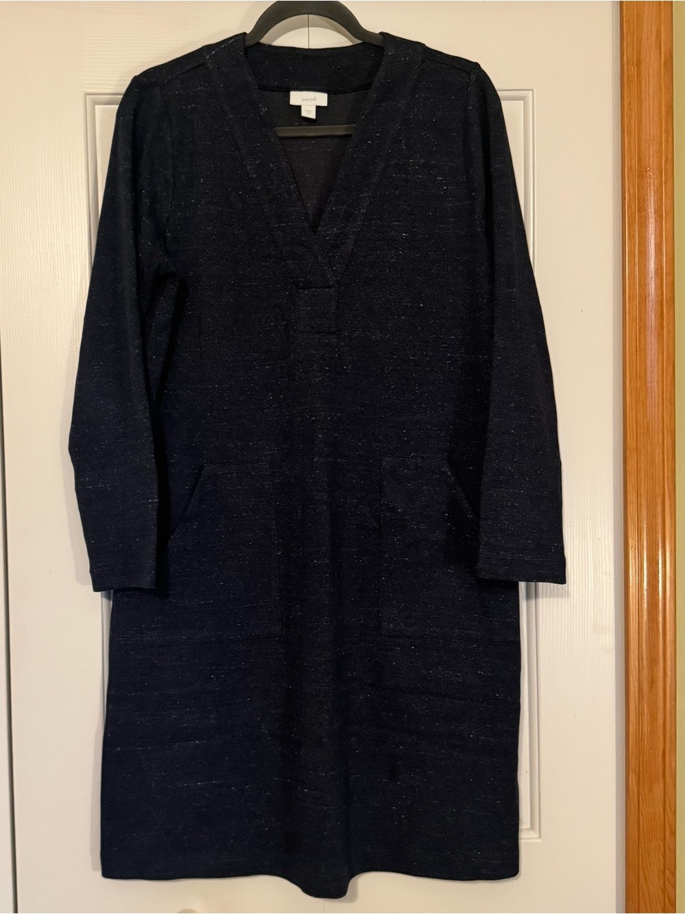 Pure Jill Women’s Heather Space Dye  Long-Sleeve‎ Knit Sheath Dress w/Pockets